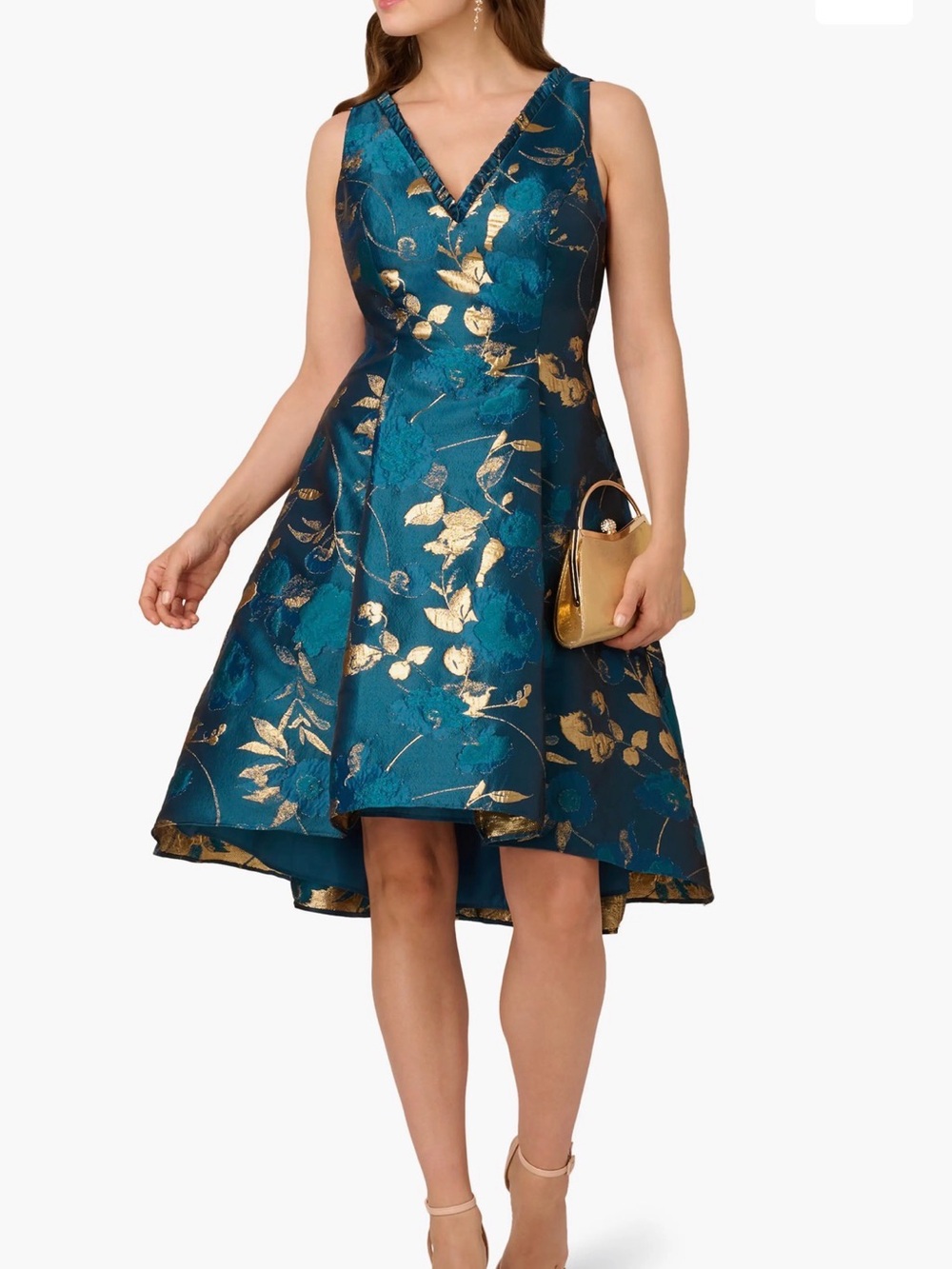 Adrianna Papell Metallic Jacquard Fit & Flare Cocktail Dress